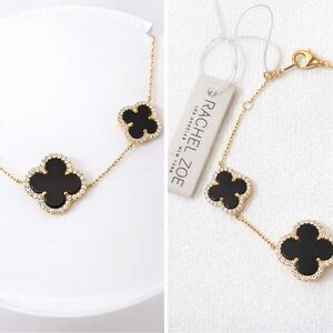 Rachel Zoe Gold and Black Clover Bracelet
